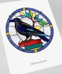 Wise Raven Stained Glass Pattern - window decor