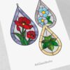 simple flower stained glass patterns: teardrop shape