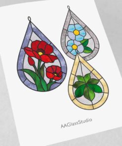 simple flower stained glass patterns: teardrop shape