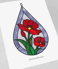 poppy stained glass pattern - window decor