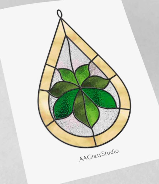 stained glass leaf pattern - window decor