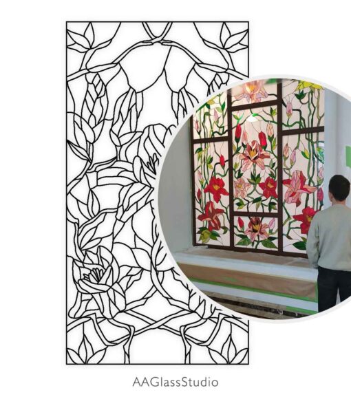 Stunning Flowers Stained Glass - window decor