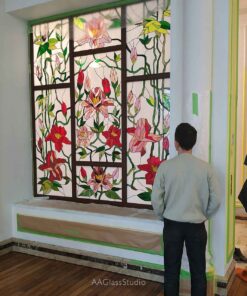 beautiful stained glass windows with flowers