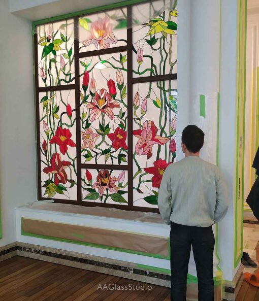 beautiful stained glass windows with flowers