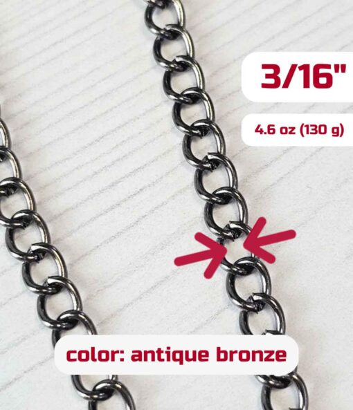 stylish and beautiful: chain antique bronze 3/16"