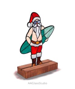 stained glass santa christmas ornaments