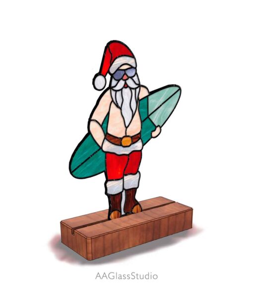 stained glass santa christmas ornaments