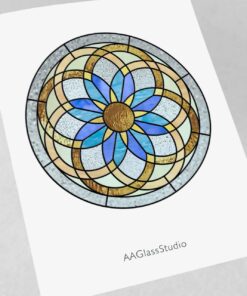 Radiant Geometric Stained Glass Pattern – Timeless Elegance - window decor