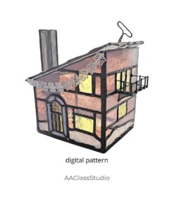 Charming Lavender Stain Glass House - window decor