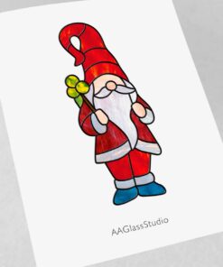 Stained Glass Christmas Cute Santa Gnome - Christmas tree decor