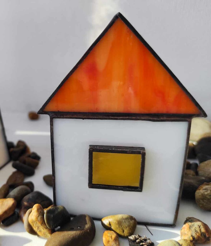small stained glass art: lighthouse keeper's house
