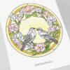 Elegant Garden Warbler Birds Stained Glass Pattern - window decor