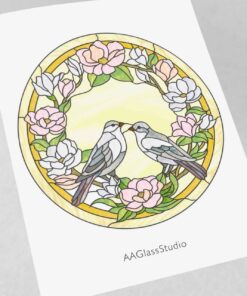 Elegant Garden Warbler Birds Stained Glass Pattern - window decor
