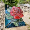 Exquisite Stained Glass Rose – Elegant Window Charm - window decor