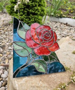 Exquisite Stained Glass Rose – Elegant Window Charm - window decor