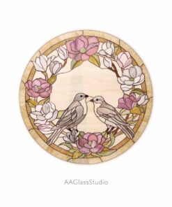 round window birds stained glass