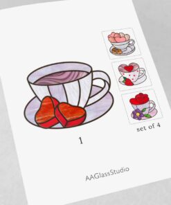 cup of coffee stained glass pattern