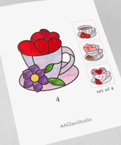 cup with flower stained glass pattern