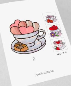cup with hearts stained glass patterns