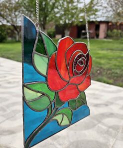 rose stained glass suncatcher outdoor