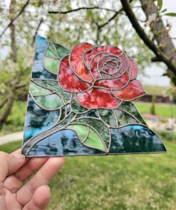stain glass rose suncatcher