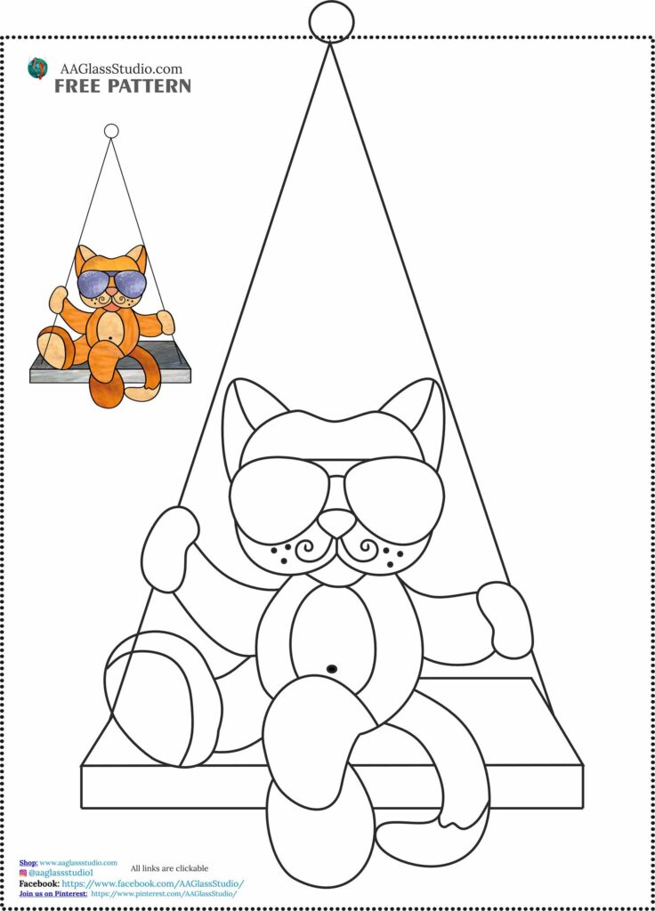 stained glass cat patterns free