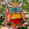 Funny Stained Glass Owl – Whimsical Gift for Friends - window decor