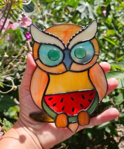 Funny Stained Glass Owl – Whimsical Gift for Friends - window decor