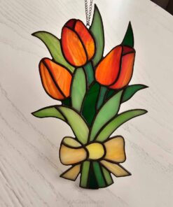 Exquisite Stained Glass Tulips – Perfect Women’s Gift Idea - window decor