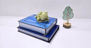Handmade stained glass books set with two stacked books – beginner-friendly project shown step by step.