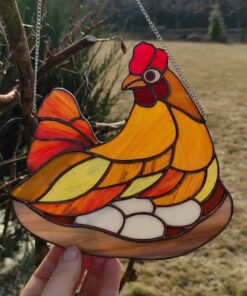 chicken glass wall decor