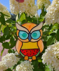 owl stained glass home decor