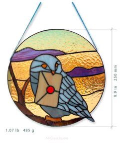 round stained glass: owl Hedwig