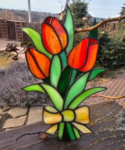 bouquet tulips stained glass
