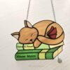 Cozy Cat Stained Glass: Napping Kitty Sparks Serenity - window decor