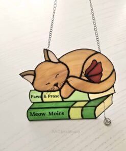 Cozy Cat Stained Glass: Napping Kitty Sparks Serenity - window decor