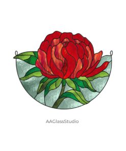 Elegant Peony Stained Glass Pattern for Garden Decor - window decor