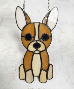 Enchanting Stained Glass Dog – Toy Terrier Sun Catcher - window decor