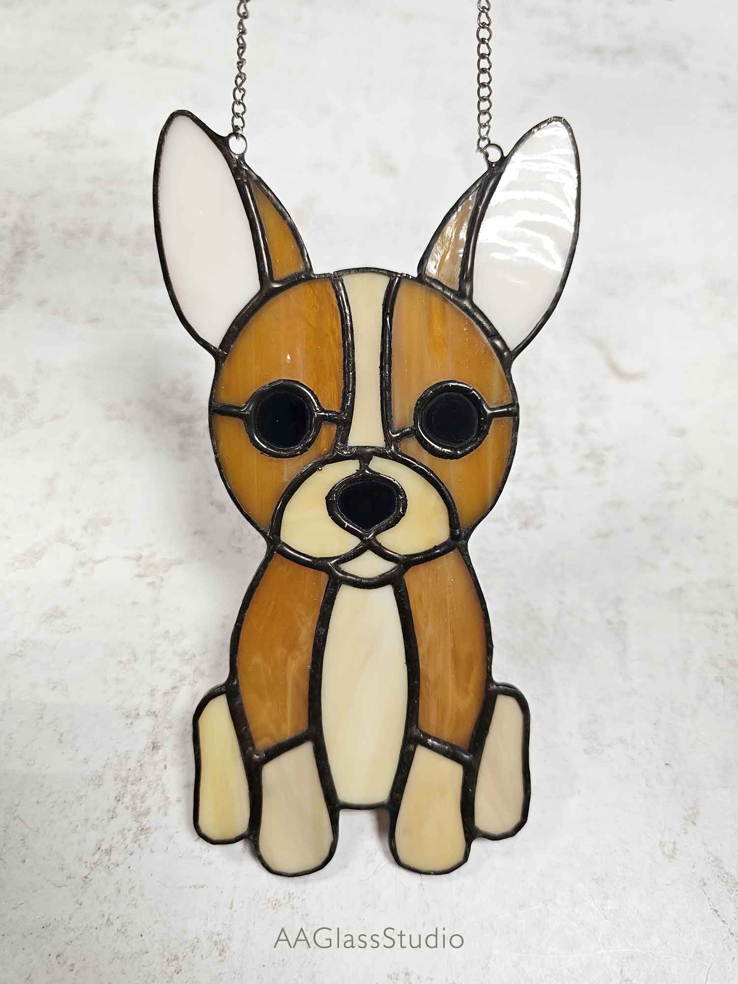 Enchanting Stained Glass Dog – Toy Terrier Sun Catcher - window decor