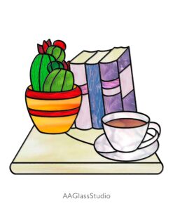 Cozy Stained Glass Stack of Books for Blissful Moments - window decor