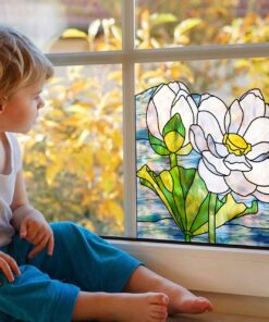 Alternative view of Floral Lotus Stained Glass Pattern Corner Design