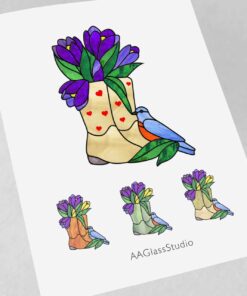 Alternative view of Vivid Crocus Stained Glass Art for Her Garden