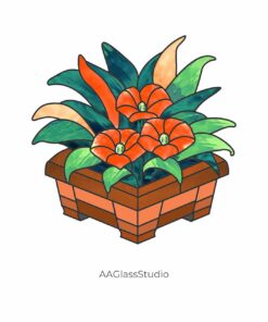 Alternative view of Flower Stained Glass Pattern: illusion 3D Anthurium Magic