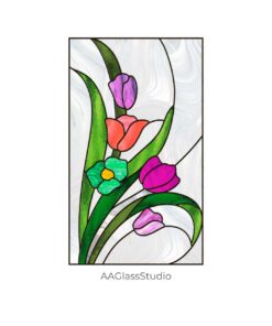 Alternative view of Chic Flower Stained Glass Pattern - Rectangular Panel Decor!