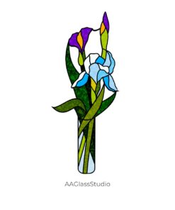 Alternative view of Charming Iris Stained Glass Pattern: Perfect Gift Idea!