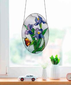 Alternative view of Butterfly and Iris Stained Glass Pattern