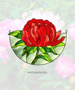 Alternative view of Elegant Peony Stained Glass Pattern for Garden Decor