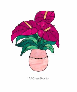 Alternative view of Simple Stained Glass Flower Pattern: Anthurium Elegance