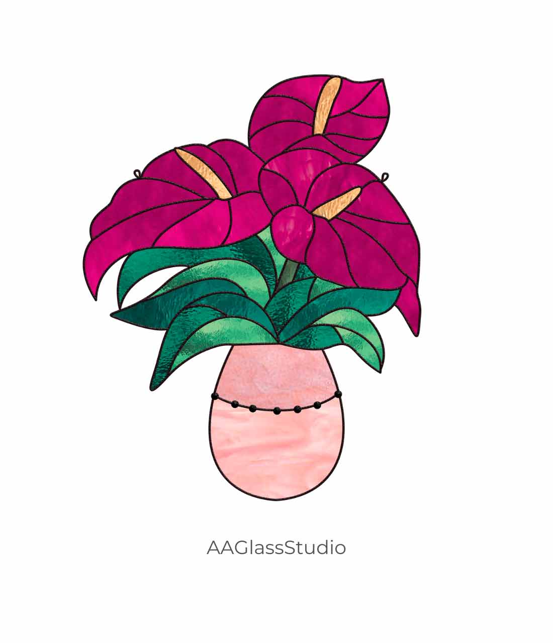Simple Stained Glass Flower Pattern: Anthurium Elegance - Image 2