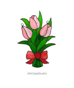 Alternative view of Charming Stained Glass Tulips: Perfect Touch of Elegance!